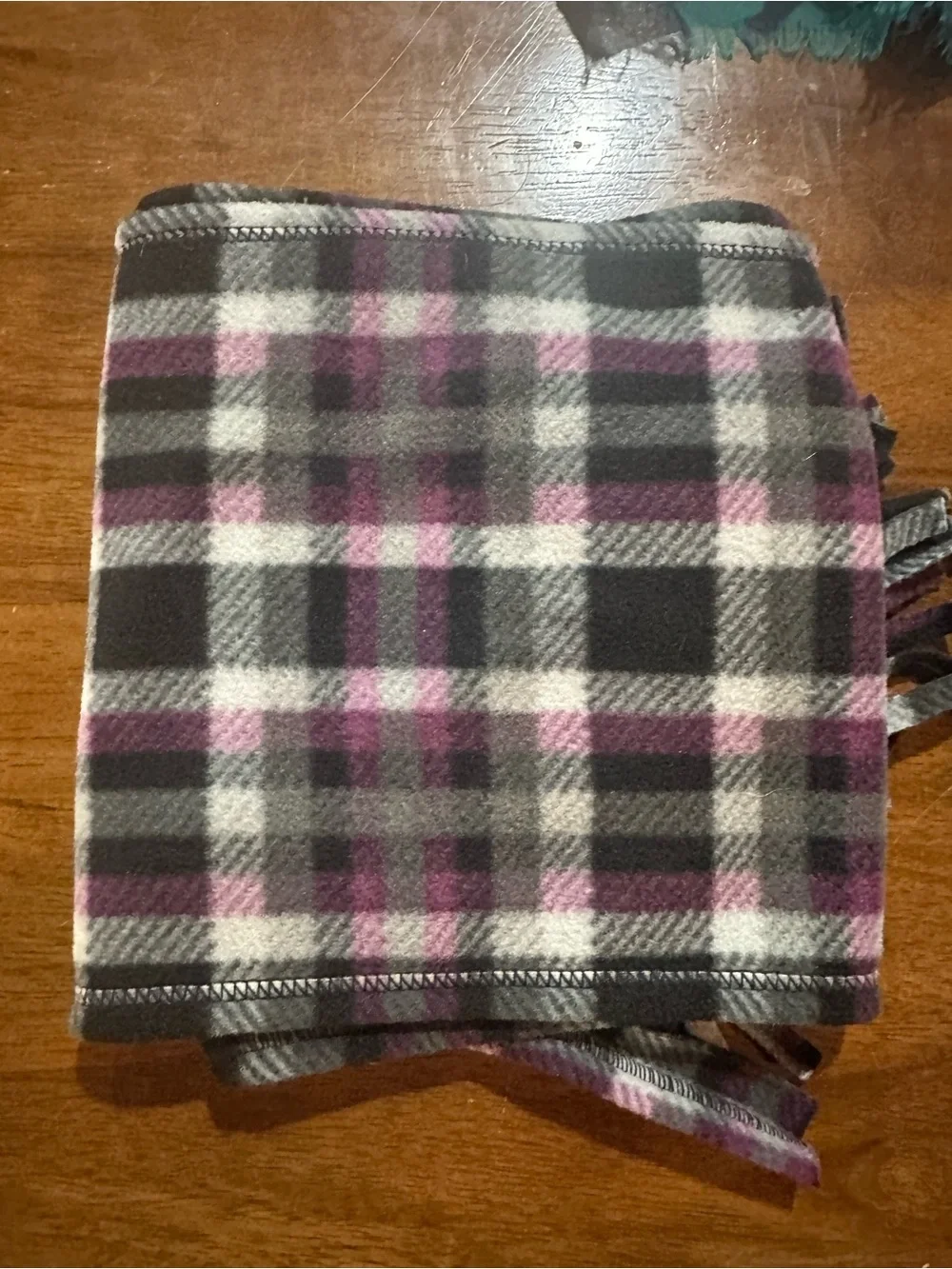 Plaid Fleece Scarf Wrap in Black, Gray & Pink